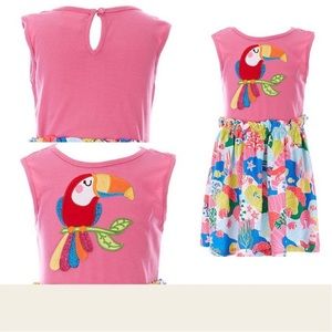 Rare Editions Sleeveless glitter parrot tropical dress. NWT SIZE 2T